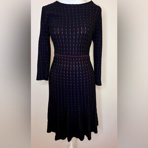 Nina Leonard Black Sweater Dress with Red Accents